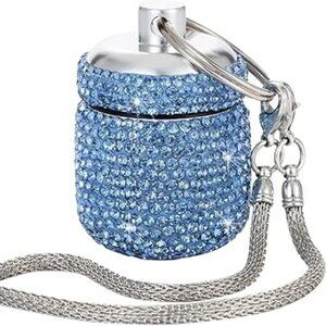 Purse Bling Container Keychain Use for Coins Jewelry or Medicine Blue